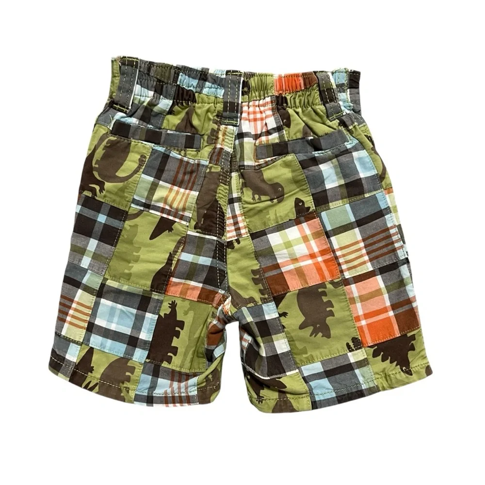 Gymboree 12-18M Madras Plaid Dinosaur Shorts
